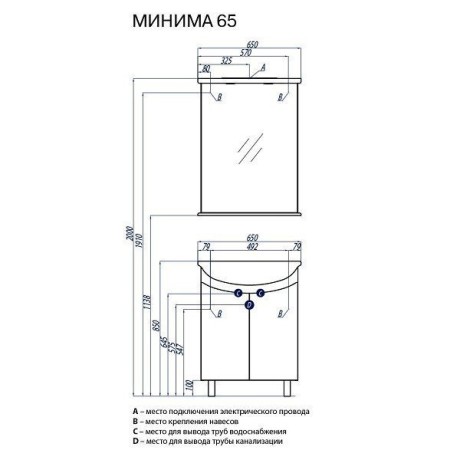 Зеркало Aquaton Минима 65x15