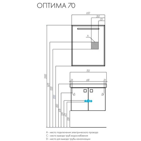 Зеркало Aquaton Оптима 65